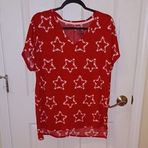 Secret Treasures Red Star Pattern Women's Top
